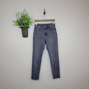 American Eagle Mom Jeans Hi Rise Tapered Leg Relaxed Fit Faded Black AE 4